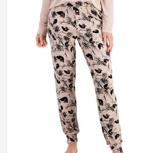 Alfani Essential Jogger Pajama Pants Wispy Floral XS pocket cuffed pink
